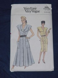 9904 EZ VOGUE BUTTON DOWN STRAIGHT- FLARE POCKET DRESS LENGTHS  PATTERN 8-12 UNCUT